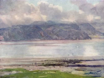 Bij Menai Straits (kleur litho)