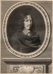 Portret van Jean Chapelain (1595-1674), Franse dichter - Gravure - Jean Chapelain (1595-1674) dichter en literair criticus - Gravure door Nanteuil en gegraveerd door Peulot