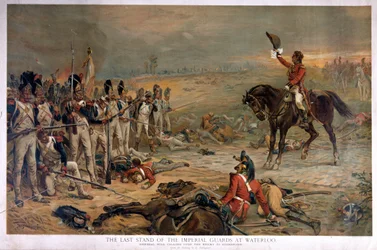 De laatste stand van de Keizerlijke Garde bij Waterloo, generaal Hill roept de vijand op zich over te geven