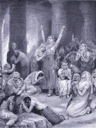 De Rajput ceremonie van Jakhur (holocaust) 1567 AD (litho)