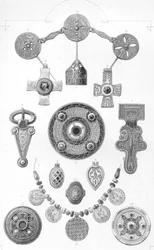 Angelsaksische relikwieën. Persoonlijke ornamenten van goud en brons, 1886