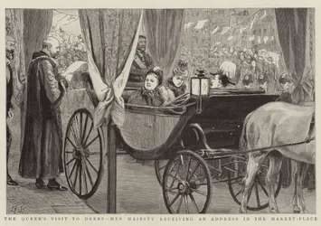 Het Bezoek van de Koningin aan Derby, Hare Majesteit ontvangt een Adres op de Markt