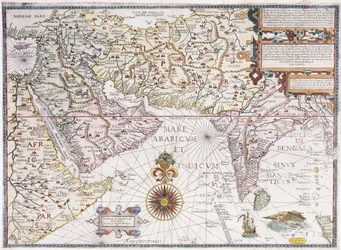 Een kaart van Oost-Afrika, Arabië en India, 1598