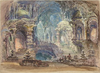 Fantastische paviljoens in een grot