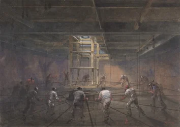 Uitzicht op het interieur van een van de tanks aan boord van de Great Eastern, 1865-66