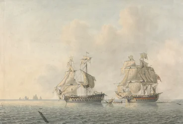 Een Engels oorlogsschip neemt bezit van een schip