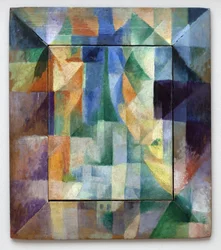 Gelijktijdige vensters op de stad. Deel 1, tweede patroon, eerste replica. Schilderij van Robert Delaunay (1885-1941)