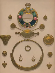 Gouden Sieraden en Broche, 1863