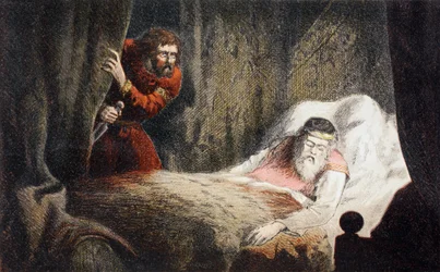 Macbeth op het punt koning Duncan te vermoorden