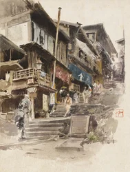 Een straat in Ikao, Japan II, 1890