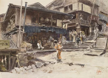 Een straat in Ikao, Japan I, 1890