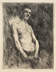 Halfnaakte figuur van een man, 1800s