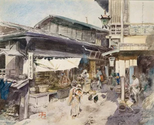 Straatscène in Ikao, Japan