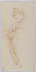 Studie voor staande jongen met geit, "Wijnfeest," Mendelssohn Glee Club, New York, NY