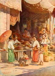 Op een Birmaanse bazaar