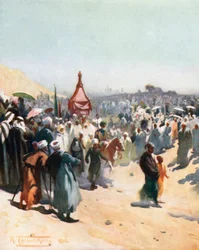 Reture van de Mahmal (kleurenlitho)