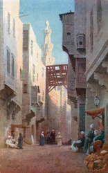 Sharia Bab-el-Wazir, Caïro (kleurenlitho)