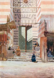 De bronzen deuren van El-Maristan El-Kelaun (kleurenlitho)