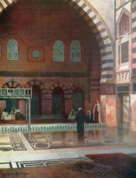 Het gebedshuis (kleurenlitho)