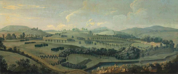 Een uitzicht op Gisburne Park, Yorkshire, en het park