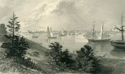 De stad Detroit, vanaf de Canadese kust