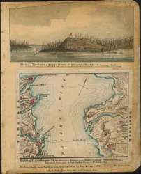 Blokkade van de Potomac. Kaart met de batterijen van de Unie en de rebellen in januari 1862. De rebellen ontruimden al hun batterijen in de nacht van 4 maart 1862. LOC gvhs01.vhs00066
