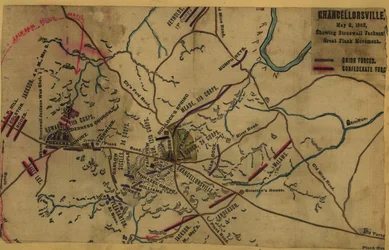 Chancellorsville, 2 mei 1863, met de grote flankbeweging van Stonewall Jackson LOC gvhs01.vhs00287