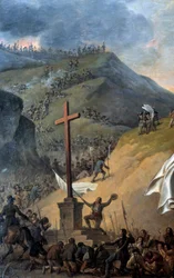 Oorlogen van Vendée: Les chouans aan de voet van de calvarieberg voor de slag. Detail (portret van Louis Marie de Salgues, markies de Lescure). Schilderij door Robert Lefevre