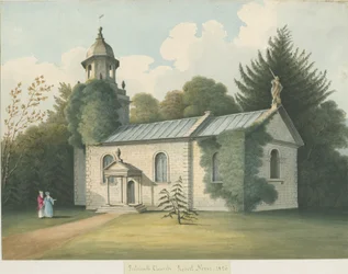 Patshull Kerk: aquarel schilderij, 1826