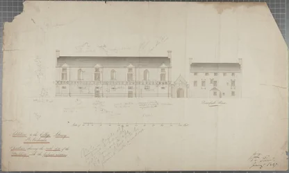 Architectonische tekening van de Universiteitsbibliotheek, 1827