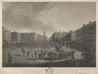 Dit uitzicht op Hanover Square