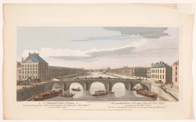 Gezicht op de Pont Royal over de rivier de Seine te Parijs, gezien richting de Pont Neuf