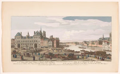Gezicht op het Stadhuis en de rivier de Seine te Parijs