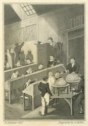 Nicholas Nickleby: Dotheboys Hall, gegraveerd door Samuel Bellin (1799-1893)