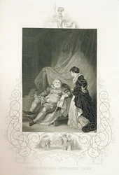 Henry VIII en Catherine Parr, in het toneelstuk Henry VIII of 