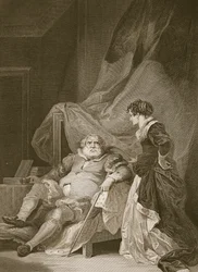 Hendrik de 8e en Catherine Parr, gegraveerd door George Noble, illustratie uit David Hume
