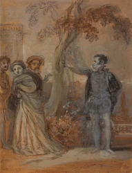 Malvolio die Maria, Fabian en Sir Toby misbruikt