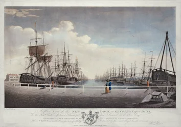 Een westelijk uitzicht op het nieuwe dok in Kingston upon Hull