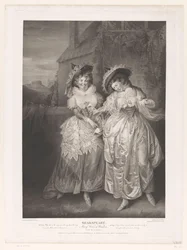 Mevrouw Ford en mevrouw Page met de liefdesbrief van John Falstaff