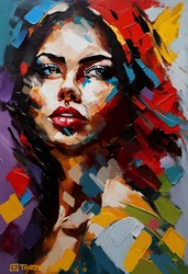Levendig abstract portret van een vrouw