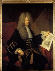 Portret van Jerome Phelypeaux, graaf van Pontchartrain (1674-1747) Minister van Marine. Schilderij door Robert Levrac Tournieres (18e eeuw)