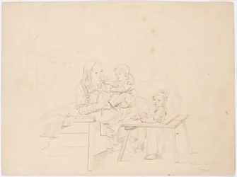 Meisje met twee kinderen