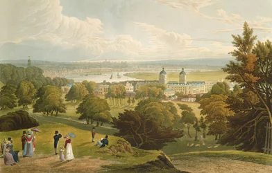 Een Uitzicht op Londen vanuit Greenwich Park, uitgegeven 1820 door Colnaghi und Co.