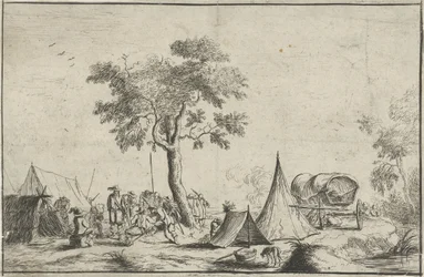 Kampement met een spitse tent