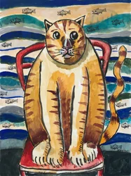 Dagdromen over vissen, ca. 2021 (gouache inkt op karton)