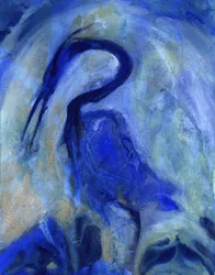 Abstracte blauwe reiger