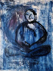 Mediterende blauwe figuur