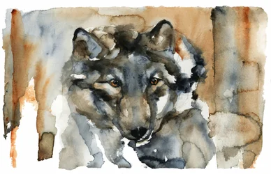 Wilde Wolf - Aquarel
