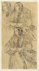 Studieblad met zittende dame