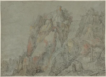 Bergachtig Landschap met Kastelen en Watervallen